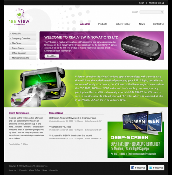 Realview Innovations, The V-Screen is RealView Innovations